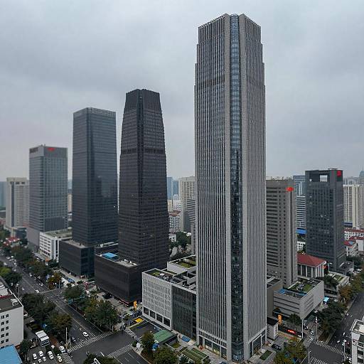 Sleek Urban Skyline with Dramatic Angle