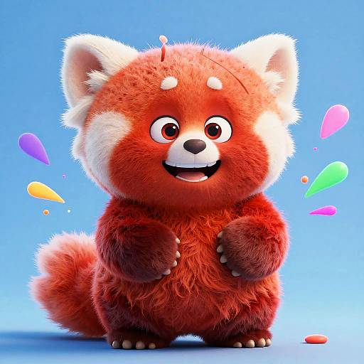 Cute 3D Render of Happy Baby Red Panda