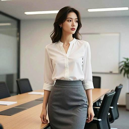 Female Executive with Side Part Hairstyle
