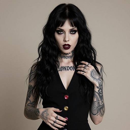 Gothic Digital Portrait of Tattooed Woman