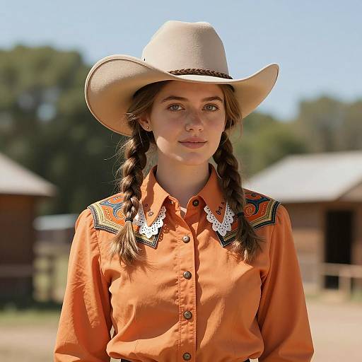 Photorealistic Pioneer Woman in Western Attire