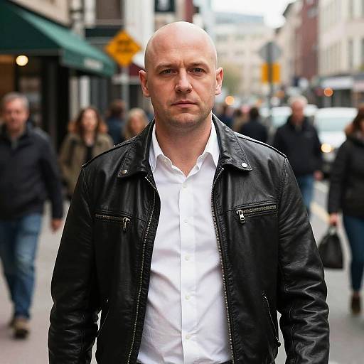 Urban Street Portrait of Bald Man
