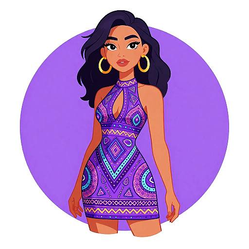 Bohemian Woman in Jewel-Toned Dress