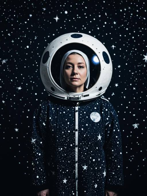 Person in Stars and Moons Space Costume
