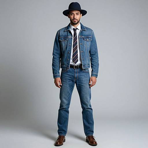 Stylish Man in Stacked Denim Outfit