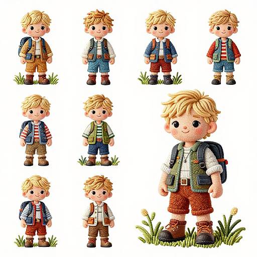 Machine Embroidery Boy Character Sheet