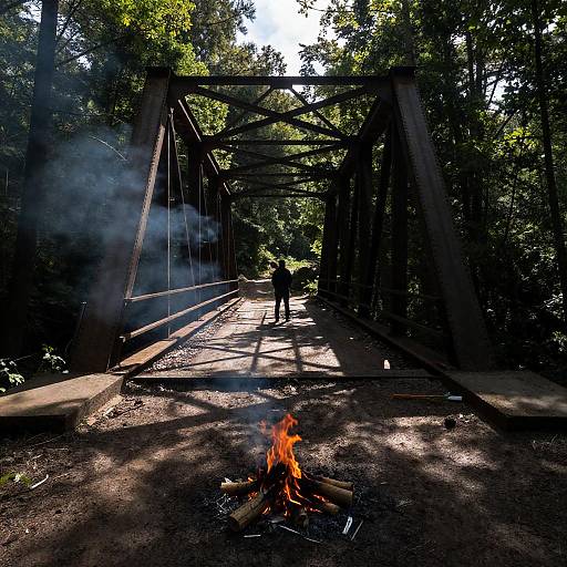 Mysterious Iron Bridge in Rustic Forest