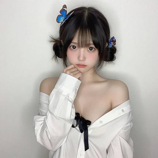 Young Woman with Butterfly Hairpin