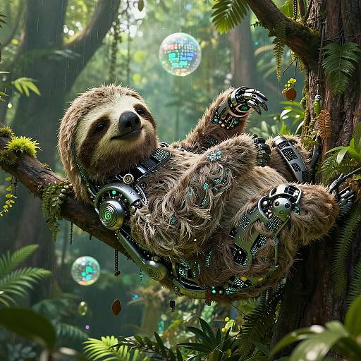 Cybernetic Rainforest Canopy Scene