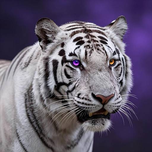 White Tiger with Heterochromatic Eyes