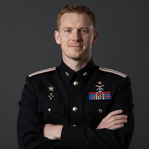 Confident Soldier in Dark Uniform