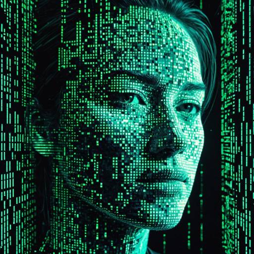 Surreal Cybernetic Woman Emerging from Digital Matrix