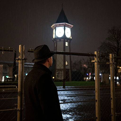 Man in Rain by Berlin Watchtower