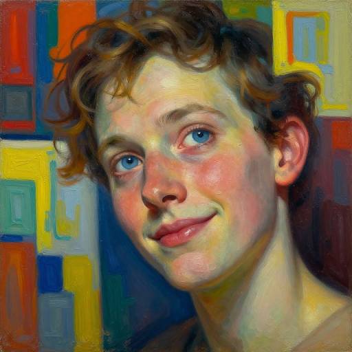 Cryptic Artist in Vibrant Abstract Realm