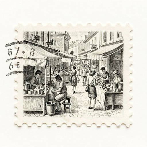 Trompe-l'œil Miniature Market Drawing