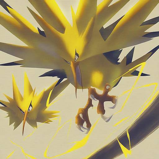 Illustration of Zapdos, pokemon in the style of 47agdragon