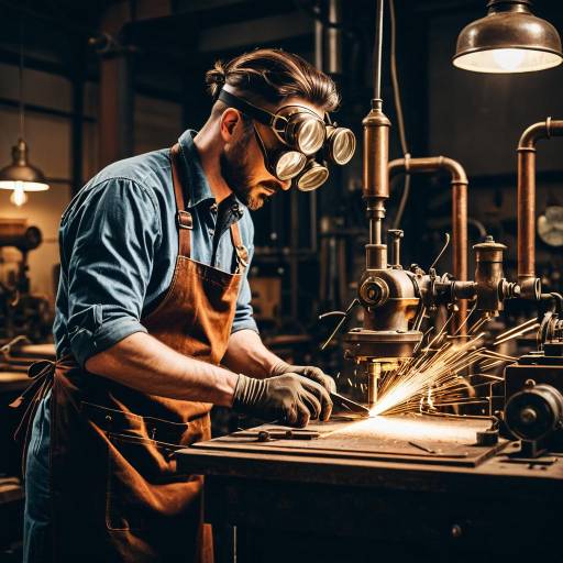 Artisans Crafting Steam-Powered Machinery