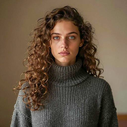 Portrait of a Young Woman in Knit Sweater
