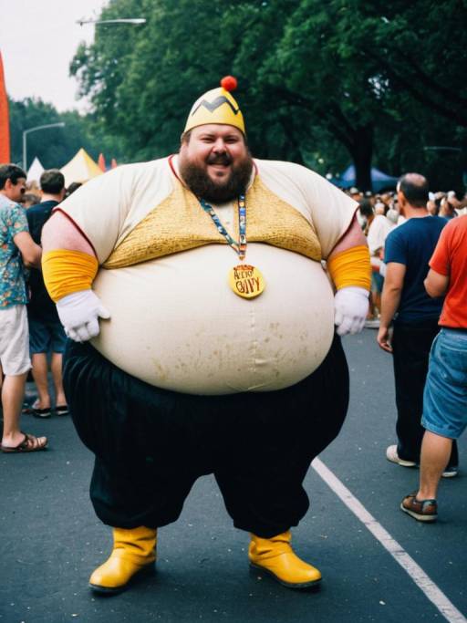 Man in Fat Guy Costume at Festival