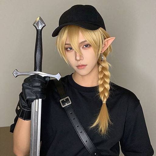 Realistic Blonde Warrior with Sword