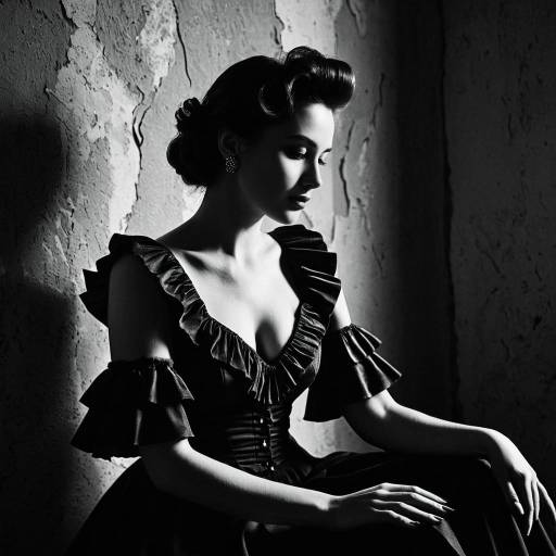 Vintage Glamorous Woman in Black and White Portrait