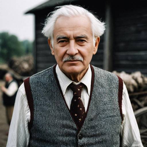 Elderly Man Wearing Cotton Vest and Tie