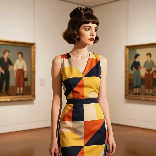 Retro Beehive Hairstyle in Art Gallery