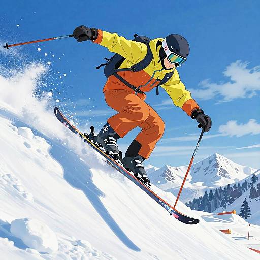 Dynamic Freestyle Skiing in Anime Style