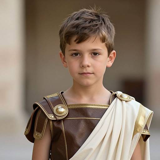 Young Boy in Roman Toga Costume