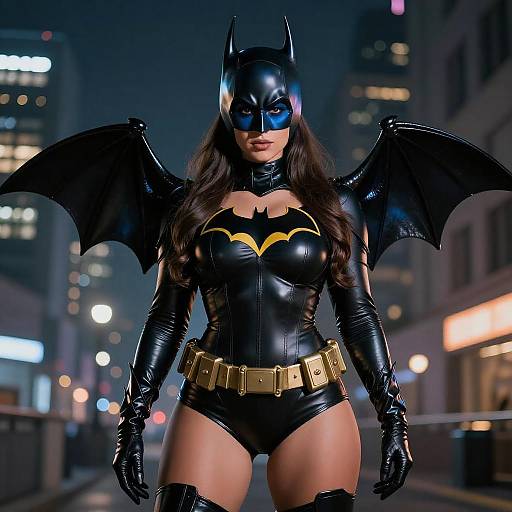 Curvy Batgirl in Night Cityscape