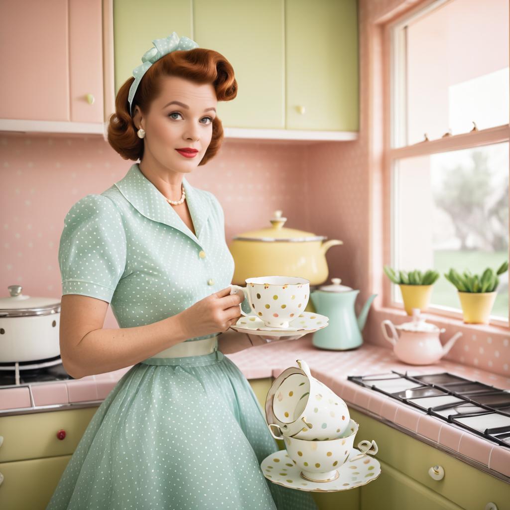 1950s Housewife in Stylish Kitchen