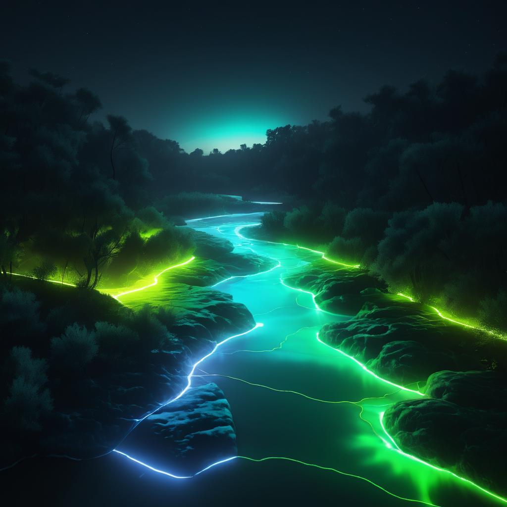 Glowing Electro River Scene