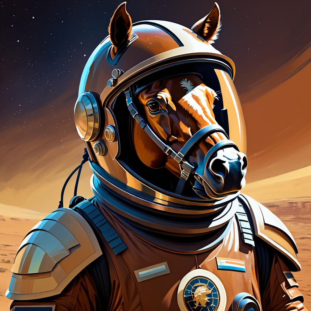 Dramatic Horse Astronaut Portrait in Space