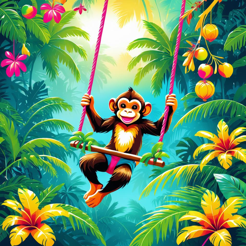 Playful Monkey in Tropical Jungle Adventure