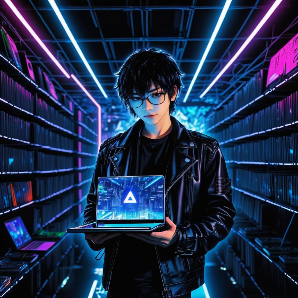 Neon Lair Hacker in Anime Style