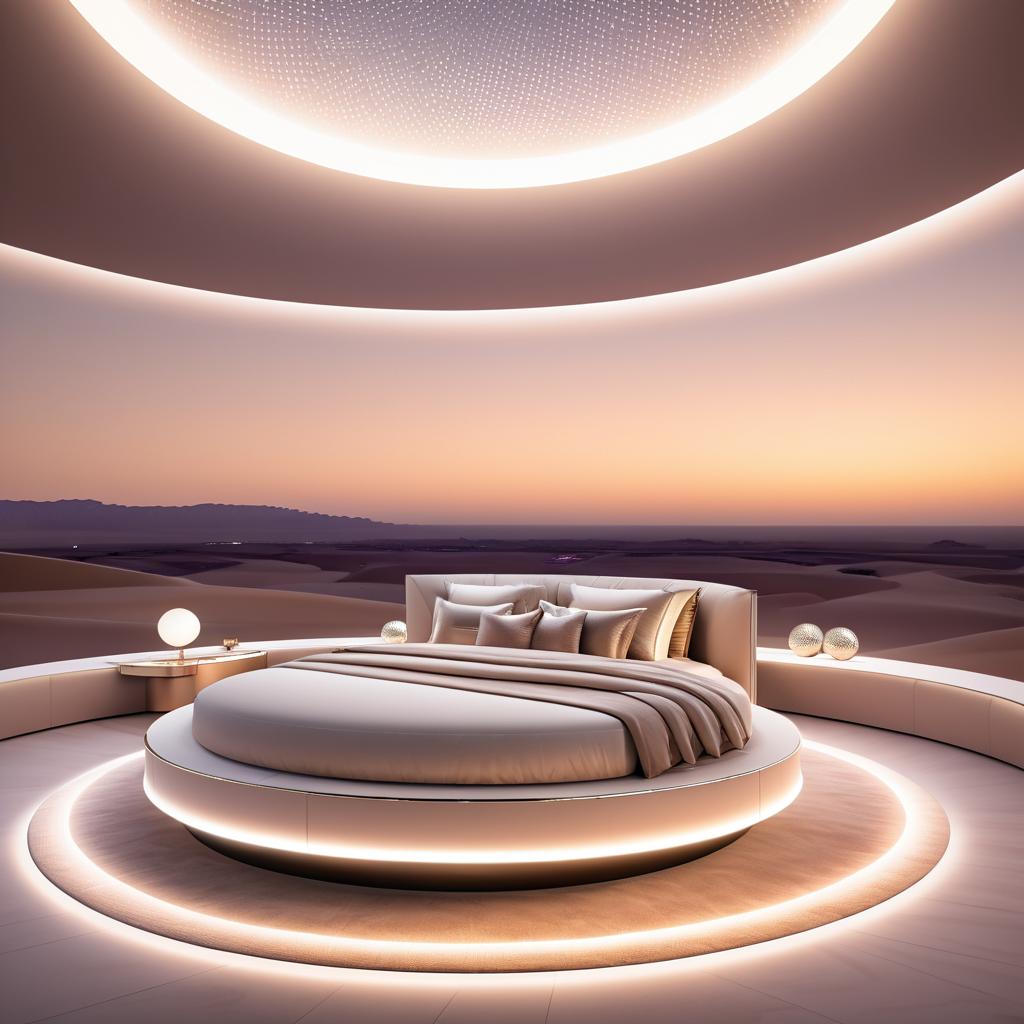 Futuristic Luxurious Bedroom with Desert View