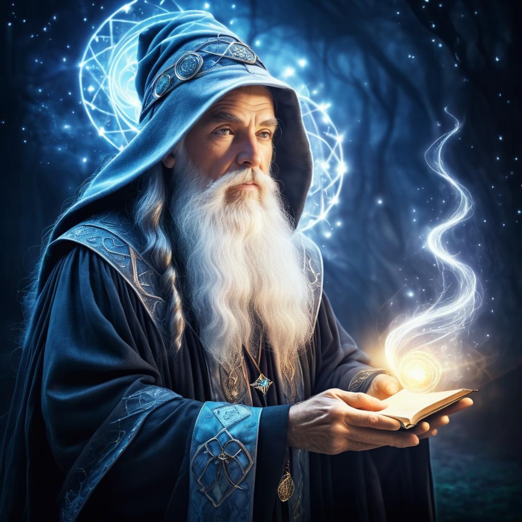 Mystical Portrait of a Wise Old Wizard