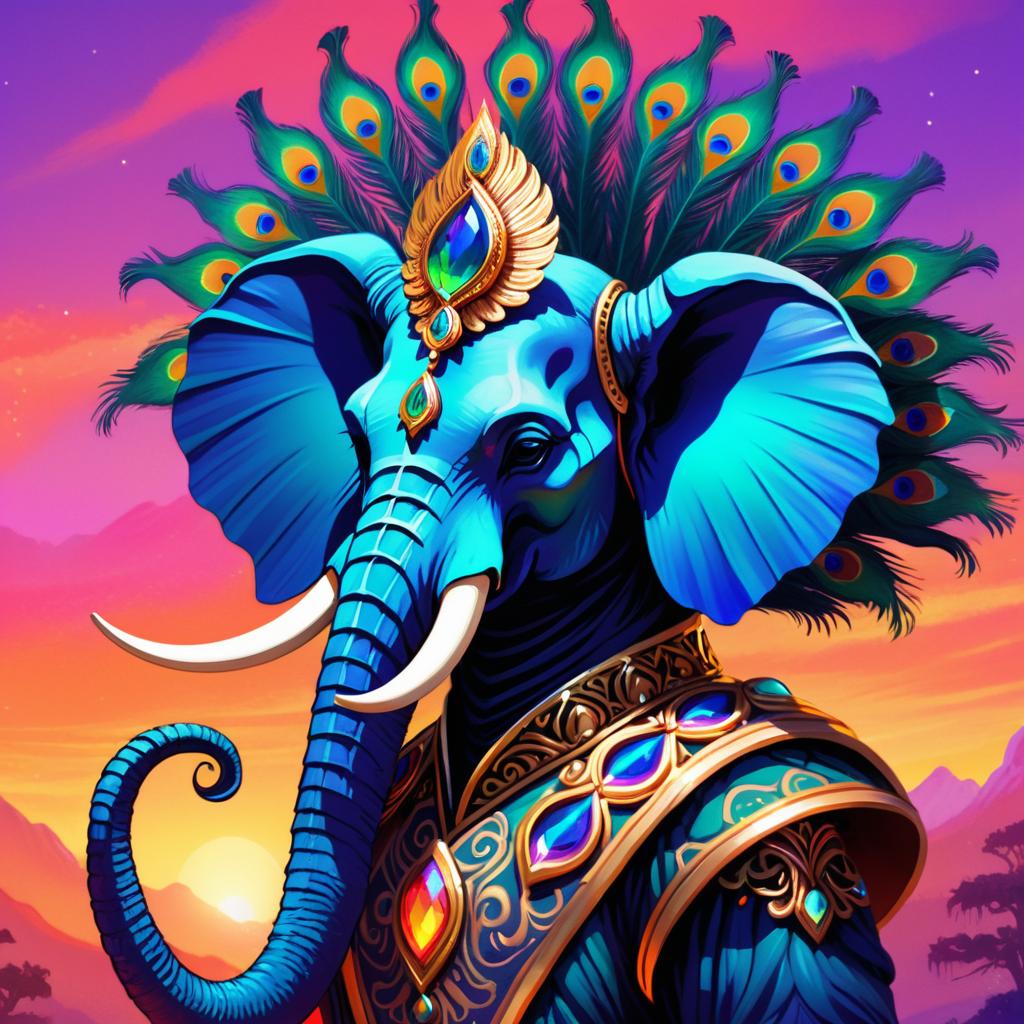 Majestic Stylized Skeletal Elephant Art