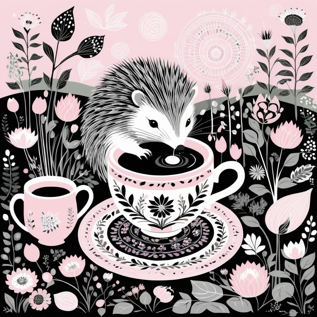 Whimsical Hedgehog Tea Party in Garden