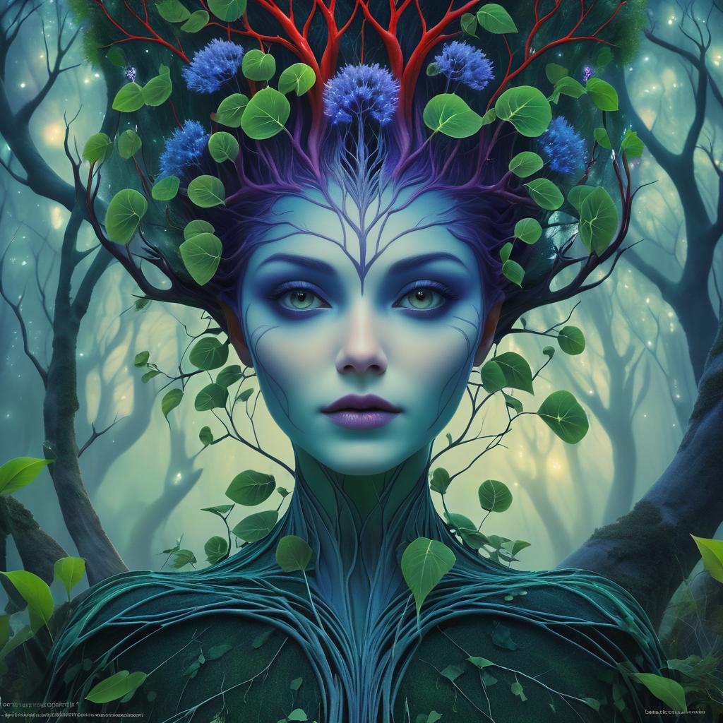 Whimsical Portrait of a Tree Lady