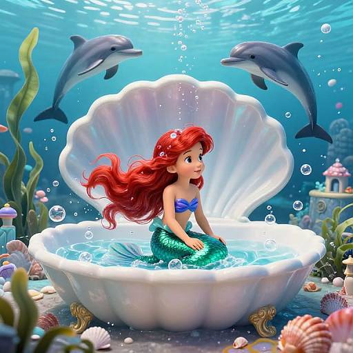 Young Mermaid's Magical Bath Time