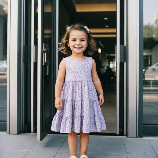 Smiling Toddler Girl in Lilac Dress Outdoors