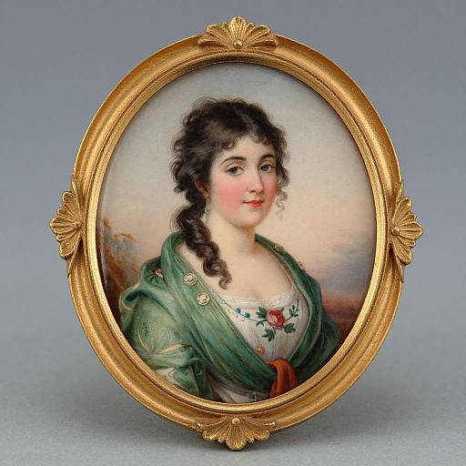 Antique Victorian Hand-Painted Portrait Brooch