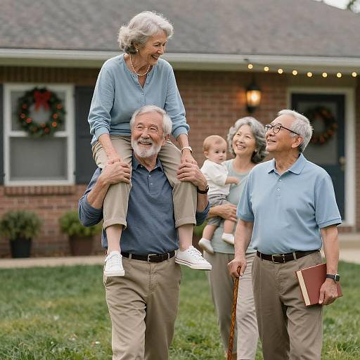 Joyful Gathering of Seniors in Backyard