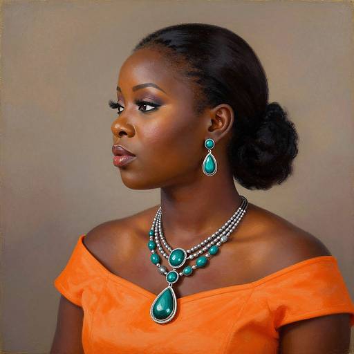 Elegant Vibrant Oil Portrait with Jewelry