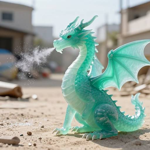 Translucent Turquoise Dragon on Sand