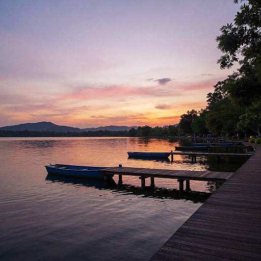Peaceful Lakeside Sunset Serenity