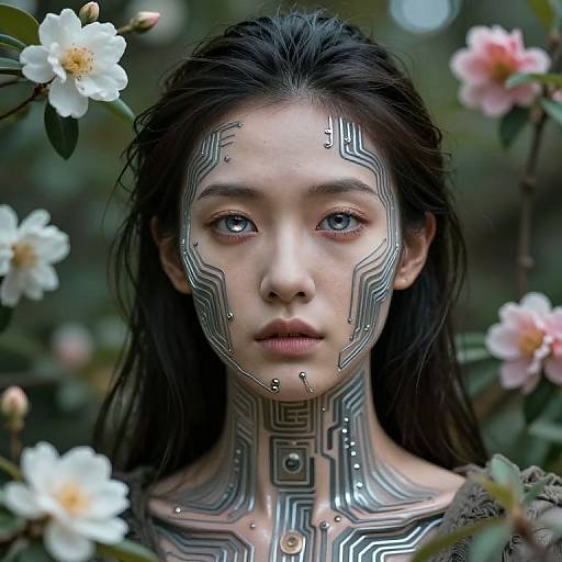 Cybernetic Mystic Portrait in Bloom