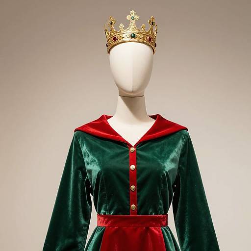Mannequin in Regal Green and Red Outfit
