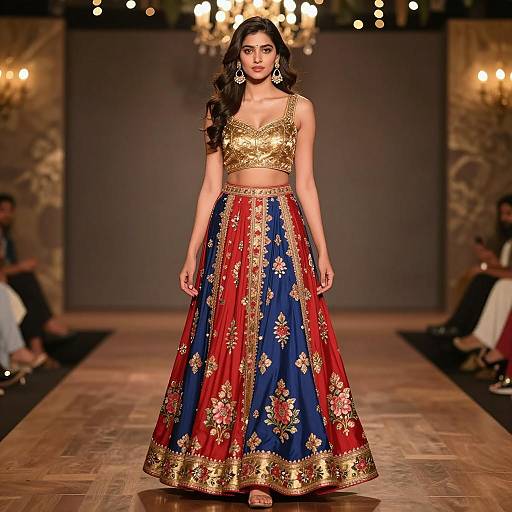 Indian Model in Traditional Lehenga at Fashion Show